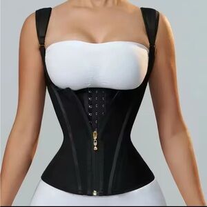 Black Waist Trainer Corset | Hourglass Shapewear | Adjustable Straps & Zipper